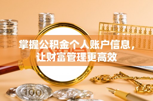 景德镇掌握公积金个人账户信息，让财富管理更高效