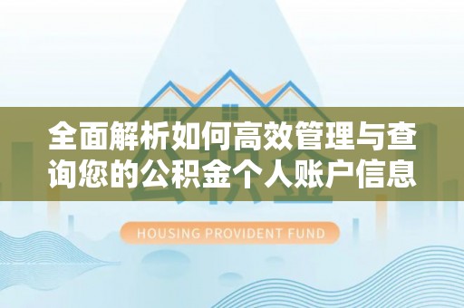 景德镇全面解析如何高效管理与查询您的公积金个人账户信息