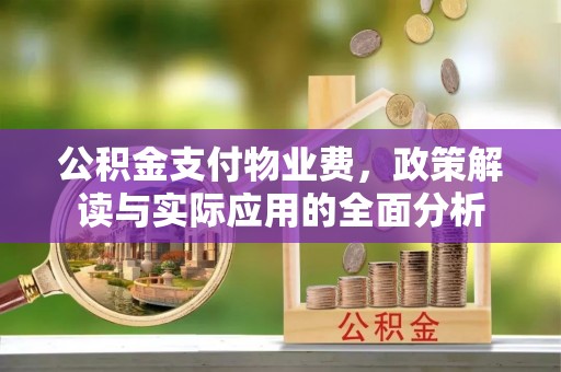 景德镇公积金支付物业费，政策解读与实际应用的全面分析